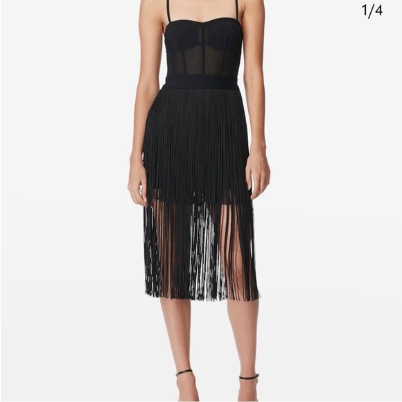 Women’s New Herve Leger x Forever 21 Transparent Black Bustier Fringe Bustier Ba - Picture 3 of 14